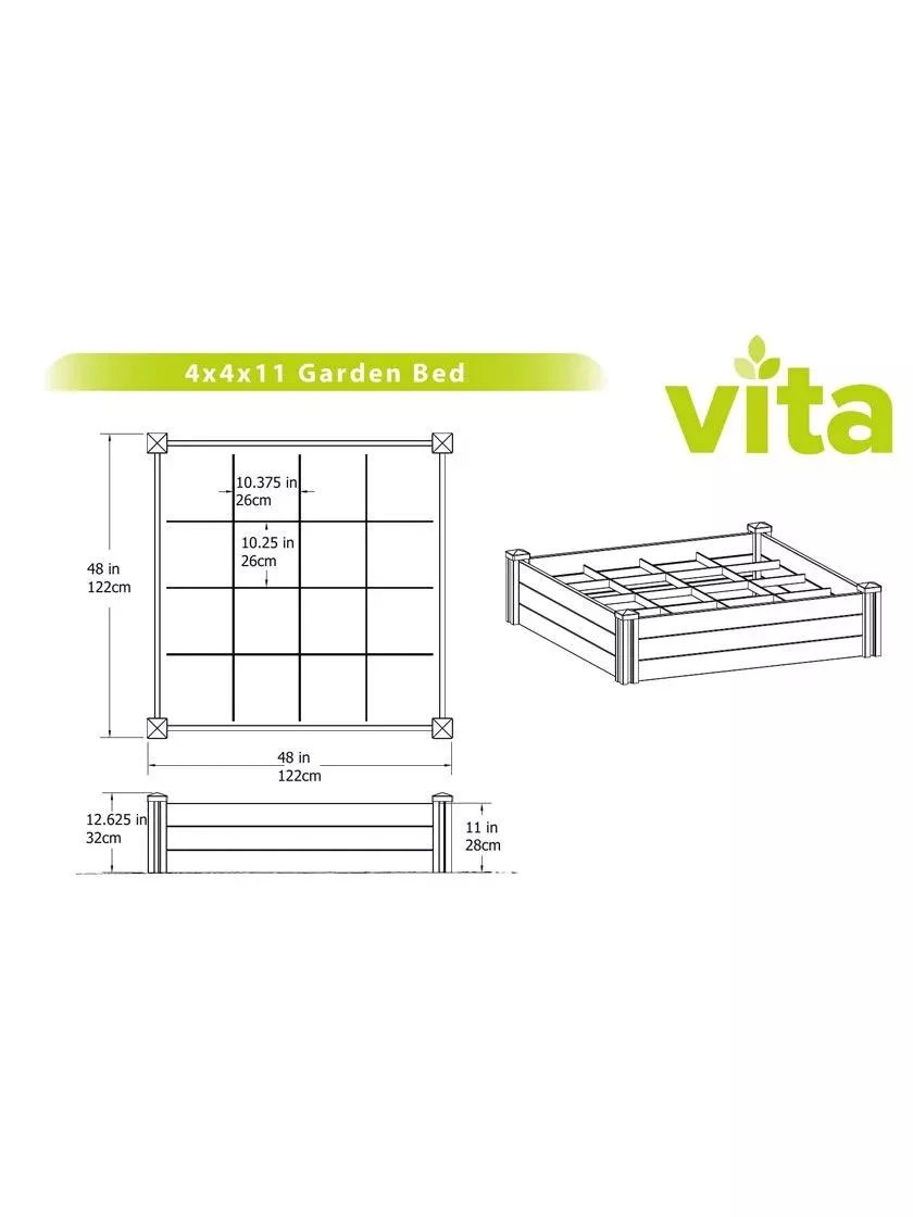 Raised Garden Bed With Grow Grid, 4' X 4' 2 Raised Garden Bed With Grow Grid, 4' X 4' - Image 2
