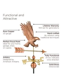 Bald Eagle Copper Weathervane -Garden Care Sale 8600276 02v