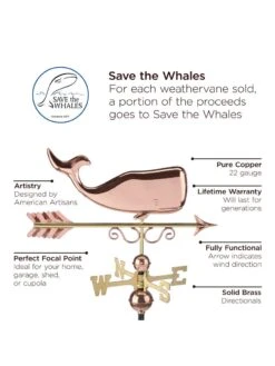 Save The Whales™ Copper Weathervane -Garden Care Sale 8600371 04v