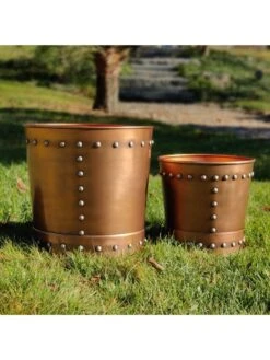 Riveted Planters, Set Of 2 -Garden Care Sale 8610032 05v