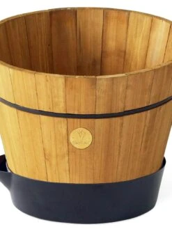 VegTrug® Build-a-Barrel Wooden Planter With Self-Watering Reservoir Tray, 18" -Garden Care Sale 8610253 01V tif