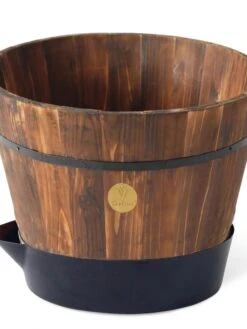 VegTrug® Build-a-Barrel Wooden Planter With Self-Watering Reservoir Tray, 18" -Garden Care Sale 8610253 06V tif