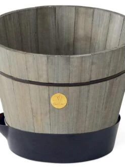 VegTrug® Build-a-Barrel Wooden Planter With Self-Watering Reservoir Tray, 18" -Garden Care Sale 8610253 08V tif