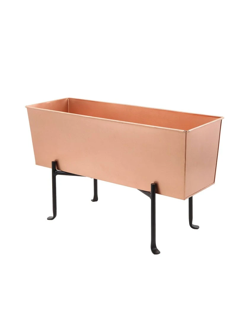 Achla Designs Copper Flower Box With Folding Stand 1 Achla Designs Copper Flower Box With Folding Stand