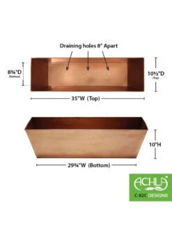 Achla Designs Plain Copper Plated Flower Box, Large -Garden Care Sale 8612915 03v